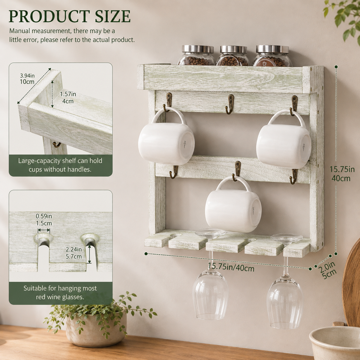 MugMuse Wall-Mounted Mug & Wine Rack