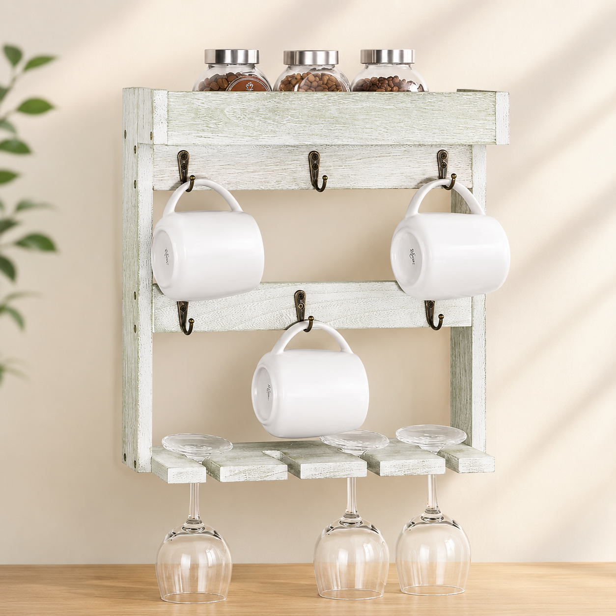 MugMuse Wall-Mounted Mug & Wine Rack