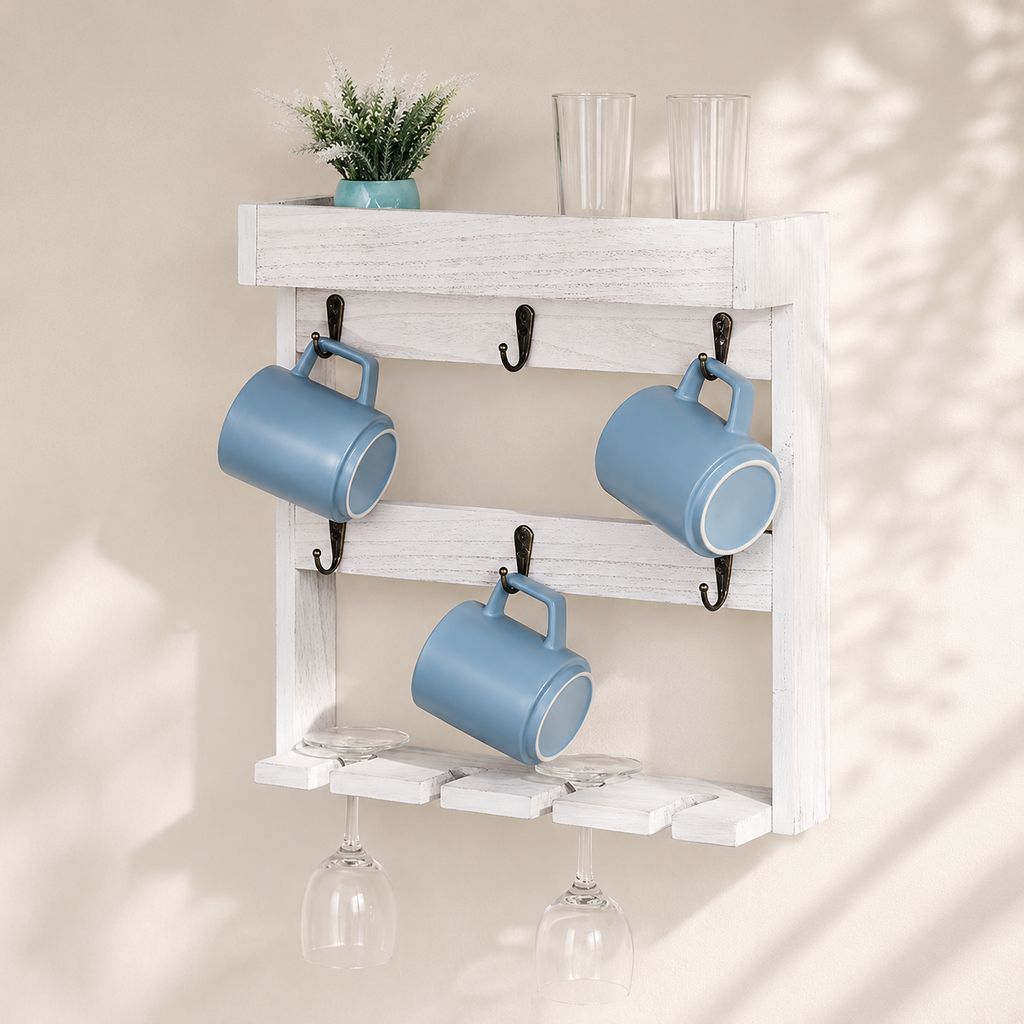 MugMuse Wall-Mounted Mug & Wine Rack