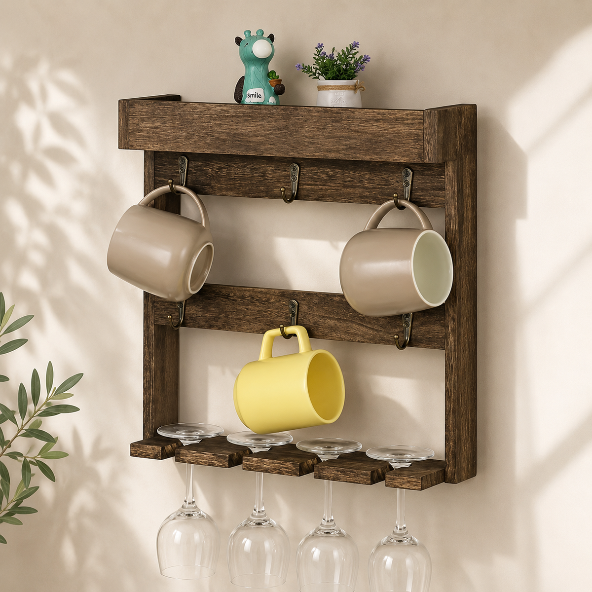MugMuse Wall-Mounted Mug & Wine Rack